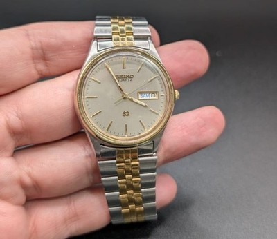 Seiko 5Y23-8040 Vintage Quartz Bicolor Day Date Herren / Unisex