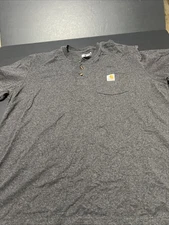 Carhartt Men’s Grey Loose Fit Short Sleeve Henley T-Shirt - XL