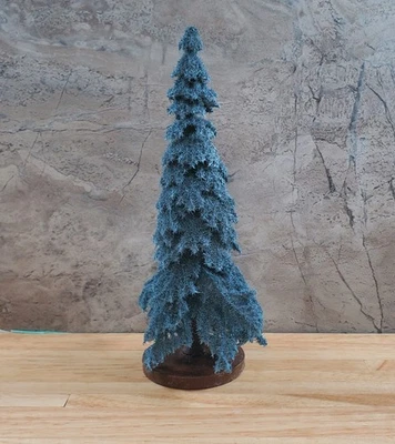 CREATIVE ACCENTS 6" Tall Conifer Evergreen Pine Blue Spruce Tree on Base Model Scenery Miniatures
