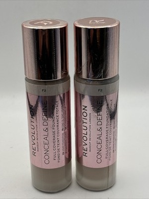 2 pack Revolution Makeup CONCEAL & DEFINE Foundation, F2
