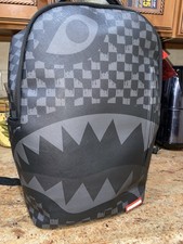 Sprayground Limited Edition Vegan Leather Checkered Shark Backpack Black Gray