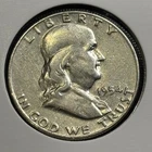 USA 1/2$ 1954 Franklin Half Dollar Denver 900Ag Silver aF/VF .36oz ASW B2983