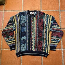 Vintage 90s Florence Tricot 3D Knit Coogi Style Colorful Sweater Pullover Large