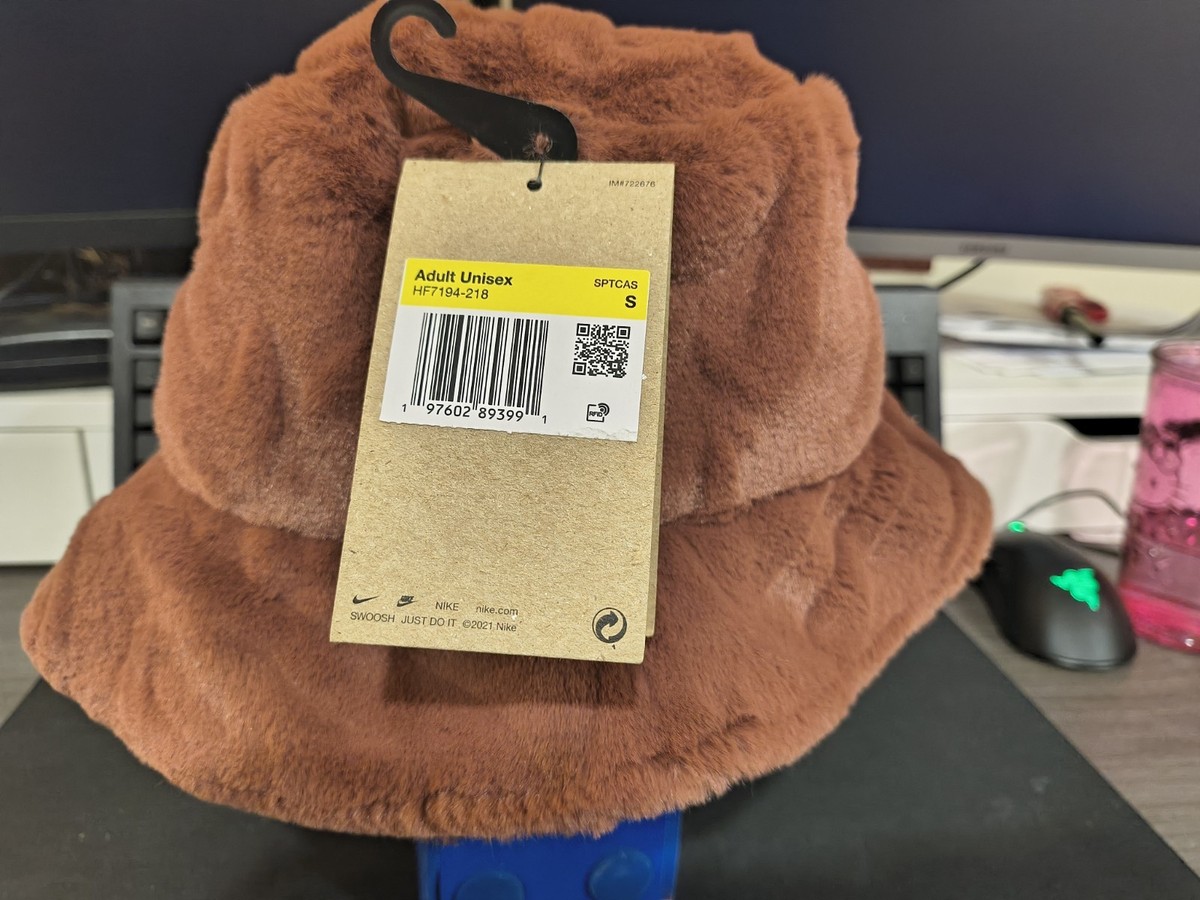 Nike Apex Bucket Hat Red Sepia Faux Fur Logo HF7194-218 Adult