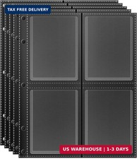 Top Loader Sleeves 4-Pocket Trading Card Storage Refill Binder Pages - 25 Pack