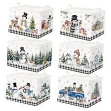 CHENGU 6 Pack Winter Storage Basket Collapsible Christmas Basket for Snowman