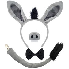 Donkey Ears and Tail Donkey Costume Donkey Headband with Tail Nose Bowtie