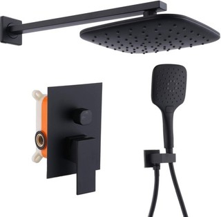 NEW KELELIFE 8 Inch Square Rainfall Concealed Shower System In Matte Black Z03
