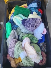 Lot of 85 Beanie Hat Knit Crochet Handmade Slouch Winter Pom Pom Many Colors