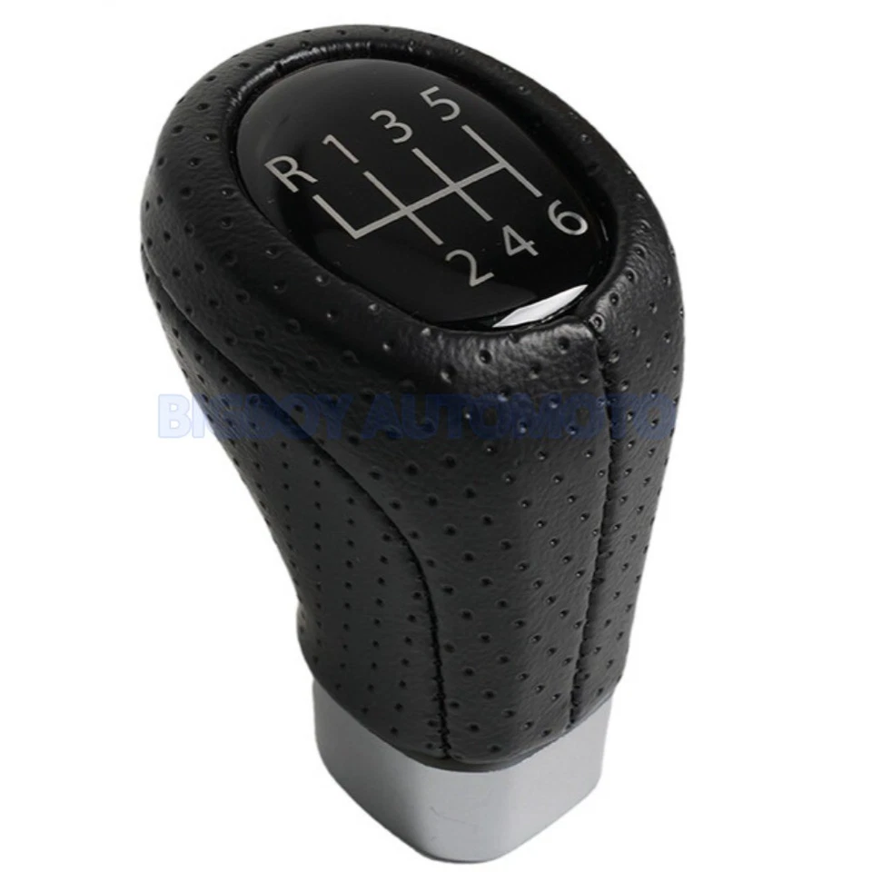 For BMW E36 E46 M3 Z4 3.0 E90 E91 E92 M5 E39 6 Speed Shift Knob Black Leather - Imagem 2 de 4