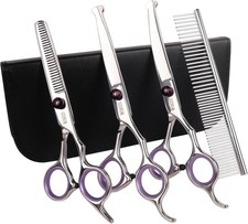 5 in1 Professional Dog Pet Cat Grooming Scissors W/ Safety Round Tips Shears Kit