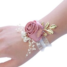 Gold Wrist Flower Wedding Bridesmaid Bride Corsage Hand Decoration 1 PCS