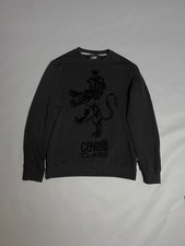 Cavalli Class Mens Black Velvet Logo Lion Sweatshirt Size S/M