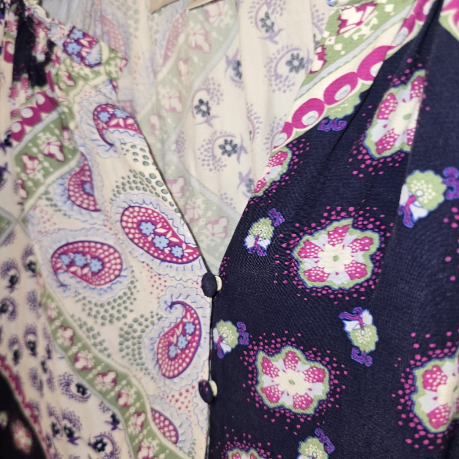 LOFT Patchwork Button up Dress Sz Medium Comfy We… - image 3