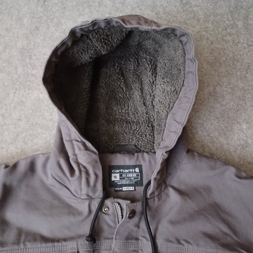 Carhartt Utility Jacket Mens XL Gray Sherpa Lined Hooded Relaxed Fit 103826 - Picture 6 of 23