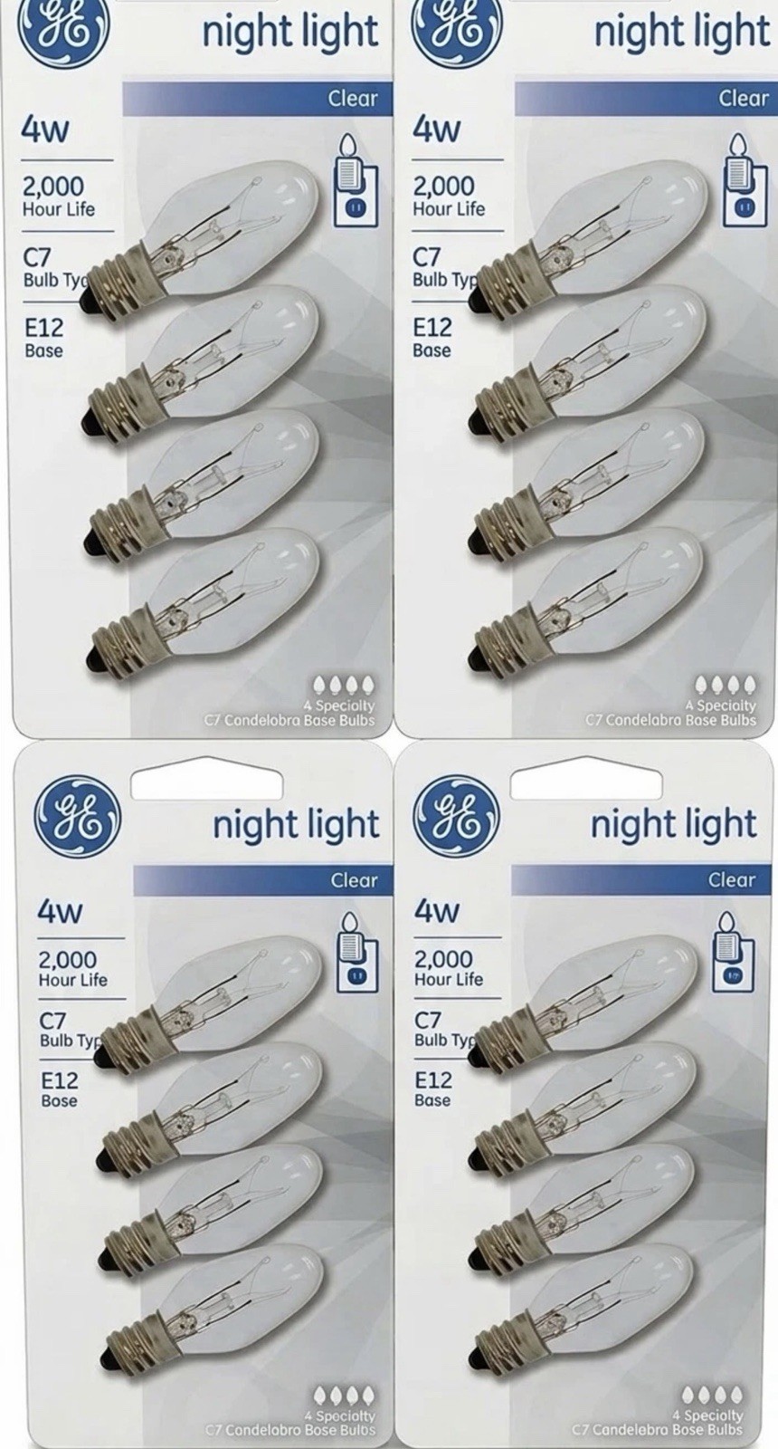 4w Clear Incandescent E12 Dimmable 16 Bulbs
