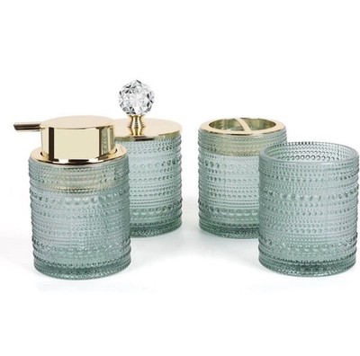 Glas Bad Accessoires Set Waschtisch Dekor Seifenspender Zahnbürstenhalter
