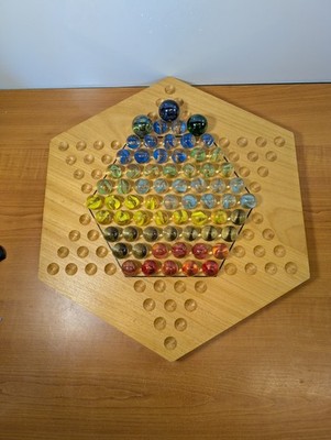 Vintage House of Marbles großes chinesisches Dame-Brettspiel aus Holz 18,5 Zoll 