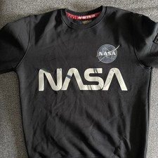 Alpha Industries NASA Black Crewneck Sweatshirt Silver Metallic