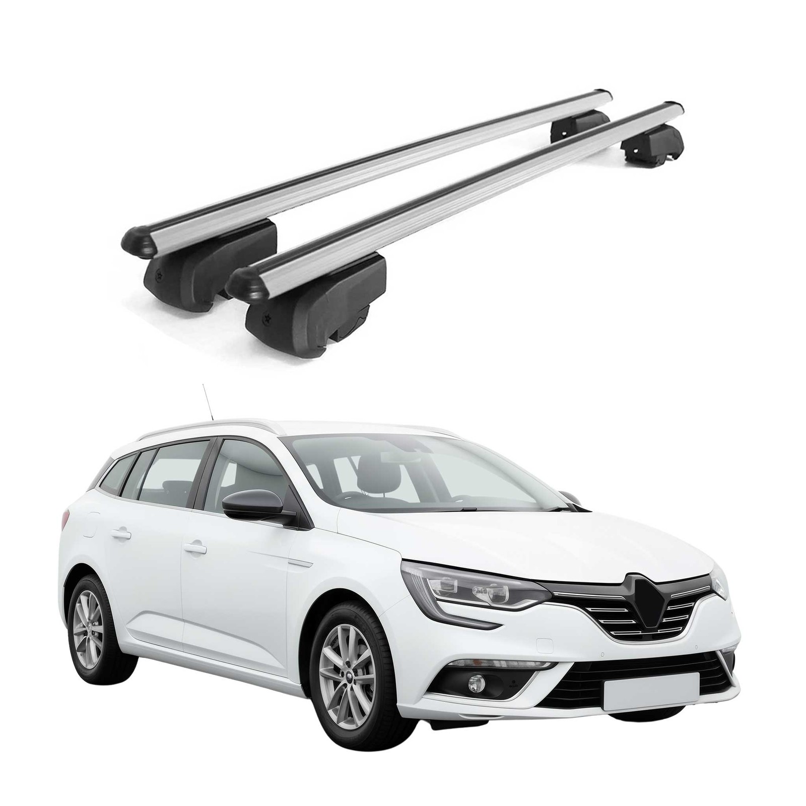 Barres de toit Renault Megane 4 Grandtour gris aluminium d'origine de 2016 à 2025