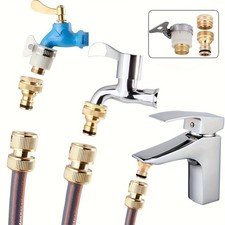 Brass Faucet Adapter - Universal for Garden Hoses Multiple Faucets, Leak-Proof