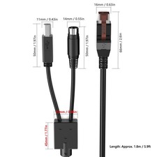 Printer Data Cable 1.8m 24V Power USB To USB2.0 B Male And 3 Pin Power Din M NEW