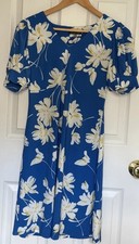 Tommy Hilfiger Floral Dress Women’s Sz 2 Blue White Yellow Stretch Short Sleeve