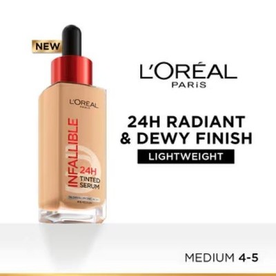 L Oreal Paris Infallible 24H Tinted Serum Foundation, Lightweight, Dewy & Radian