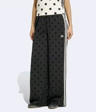 Adidas Black SATIN POLKA DOTS WIDE LEG PANTS M Medium New Nwt