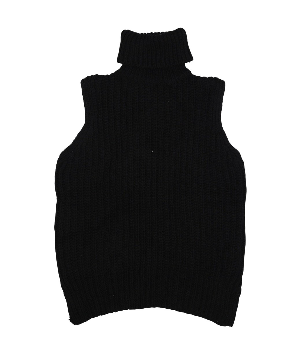 H&M Sweater Vest Womens Small Black Turtleneck Chunky Knit