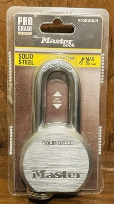 MASTER LOCK Weather Resistant Padlock 2 Keys # 930KADLH Solid Steel 2  SHACKLE