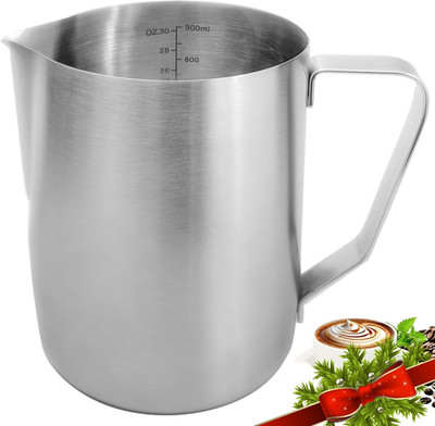 Milchkännchen, Milk Pitcher,900 ml 30fl. oz.  Edelstahl Milchkännchen für Barist