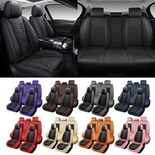 Full Set Leather Seat Covers Front Rear 5-seats Protector For Toyota Universal Full Set Leather Seat Covers Front Rear 5-seats Protector For Toyota Universal