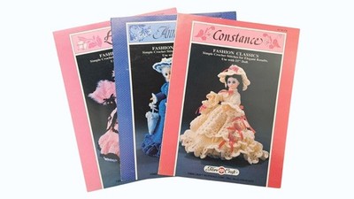 Vintage Fiber Craft Crochet Pattern Booklets Lilly Annabelle Constance Lot of 3