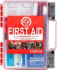 Professional First Aid Kit - 310 Piece HardCase Medical Kit for Home, Car, Campi