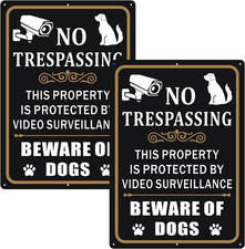 2 Pack Beware of Dogs Sign, 10" x 14" Rust Free Aluminum Metal No Trespassing Pr