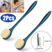2PCS 14.7" Long Handle Bath Brush Soft Bristle Back Body Shower Washing Scrubber