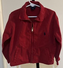 POLO RALPH LAUREN RED ZIP FRONT COLLARED COTTON JACKET, Kids Sz 4/5 TWO POCKETS