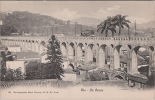 Rio Os Arcos Rio de Janeiro Brazil 1900s Ferrez Aqueduct Tram Postcard