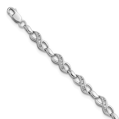 Sterling Silber rhodiniert Diam. Infinity Symbol Armband