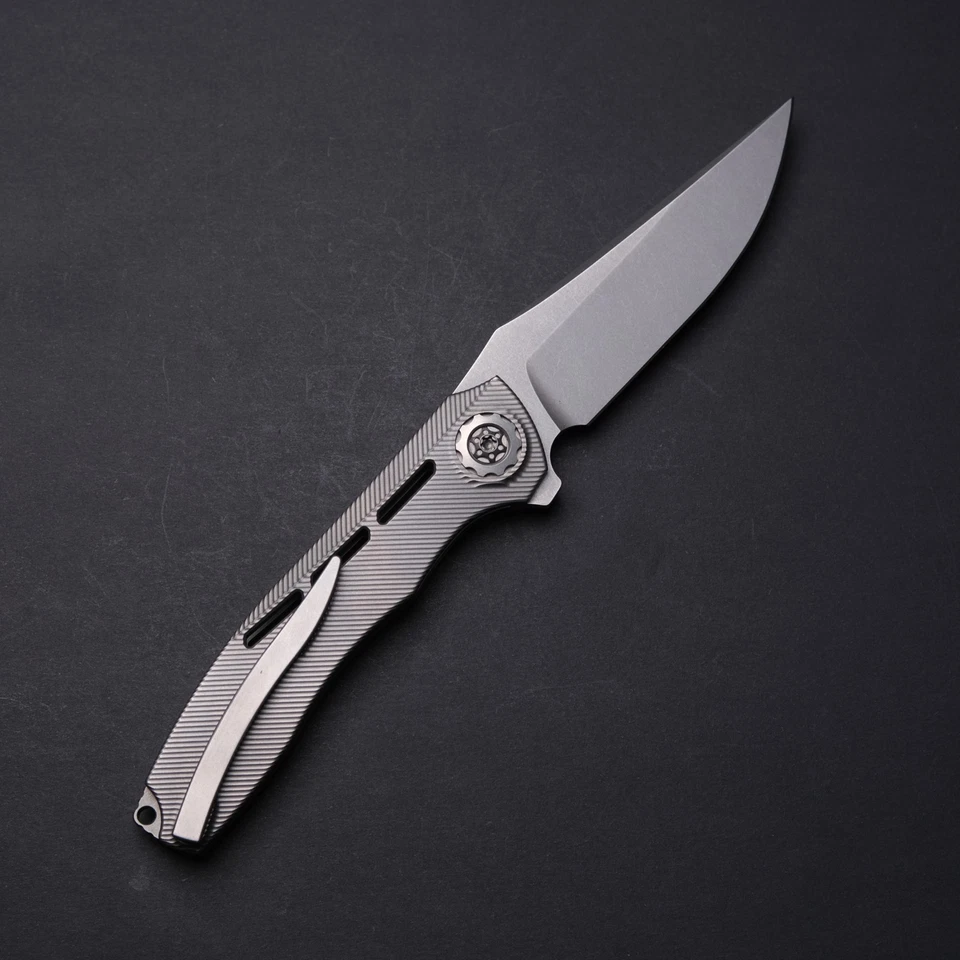 Eutsler Custom Knives DUK Flipper - Angle Milled Titanium / CPM-154 Blade - Image 2 of 4