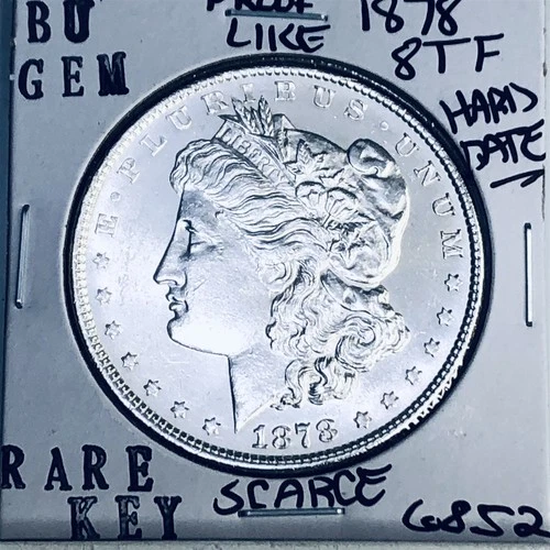 1878 8TF BU GEM MORGAN SILVER DOLLAR UNC MS+++ U.S. MINT RARE KEY COIN 6852