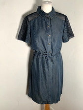 Madeleine shirt tunic denim dress 10 VGC classic casual chambray mesh modern