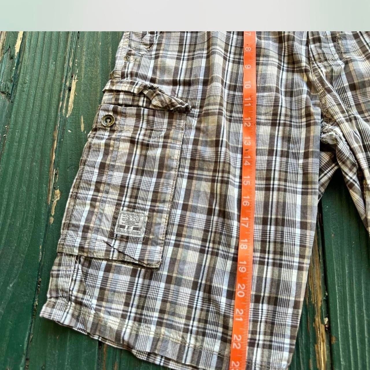 Y2K Esprit Groove Mens Cargo Shorts Brown Tan Plaid Size 36 New With Tags image 3