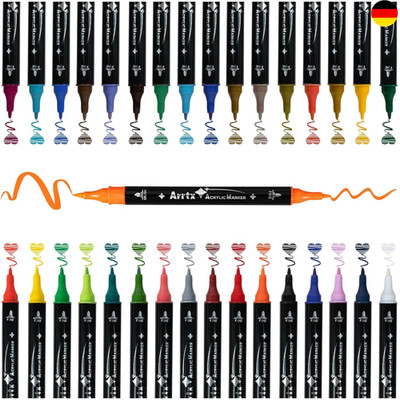 Acrylmarker Dual-Tip Stift Bemalen Steine Keramik Glas Holz 32