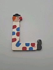 Vtg. Sevi Hand Painted Wooden Alphabet Letter 3 to 4  Clown Child Baby Decor  L"