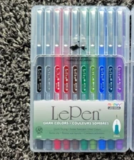 Marvy Uchida ~ LePen ~ Pens ~ Dark Colors ~ 10 Piece ~ 0.3mm ~ Color Set