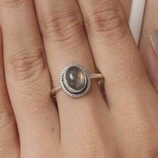 925 Sterling Silver Natural Labradorite Ring Gemstone Women Jewelry For Her C 69