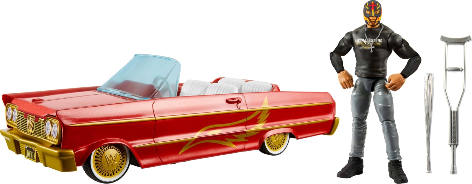 Mattel WWE Action Figure & Toy Vehicle Set, Rey Mysterio Main Event Figure & Luc