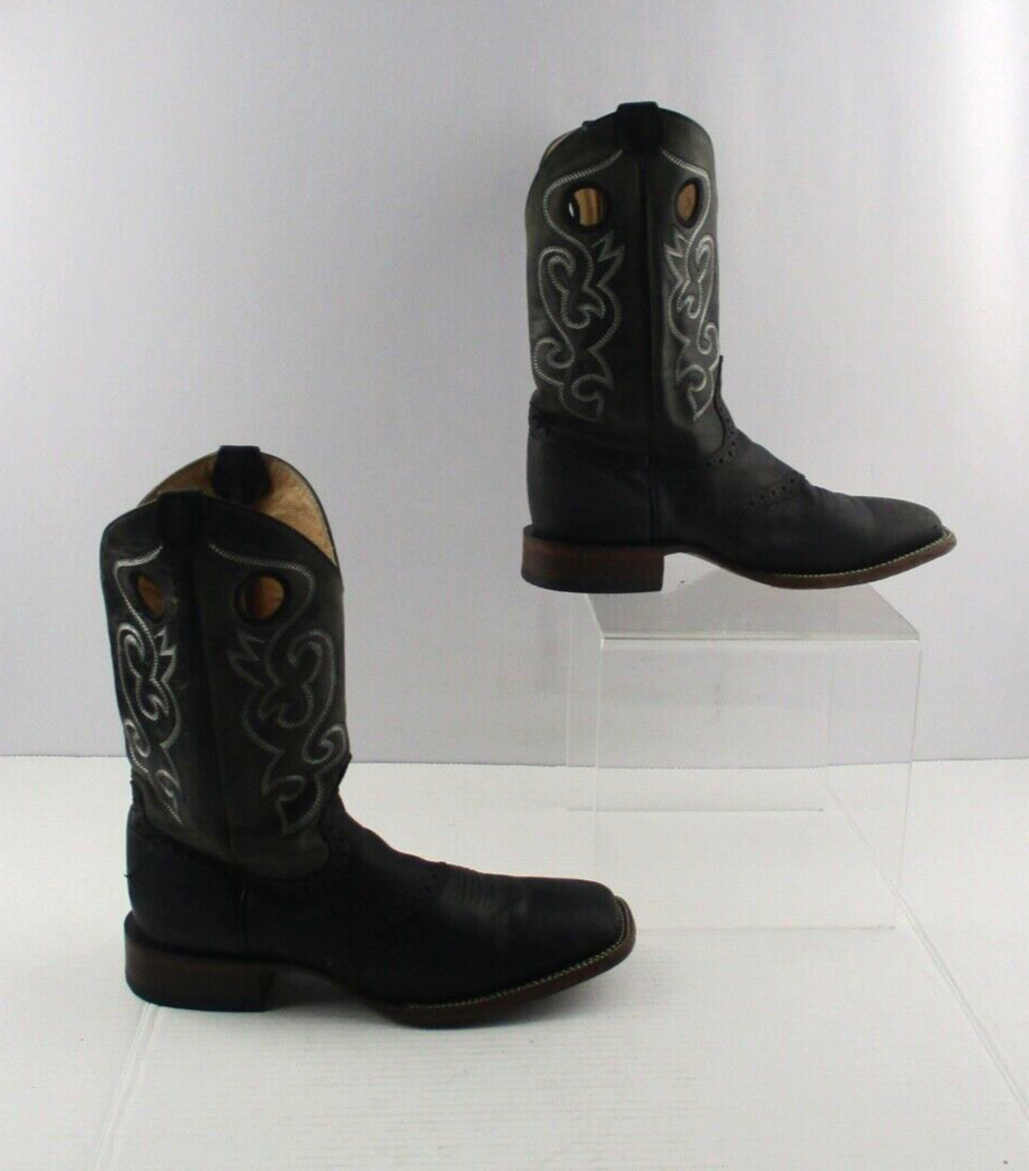 Men's Cody James Black Leather Square Toe Western Cowboy Boots Size 10